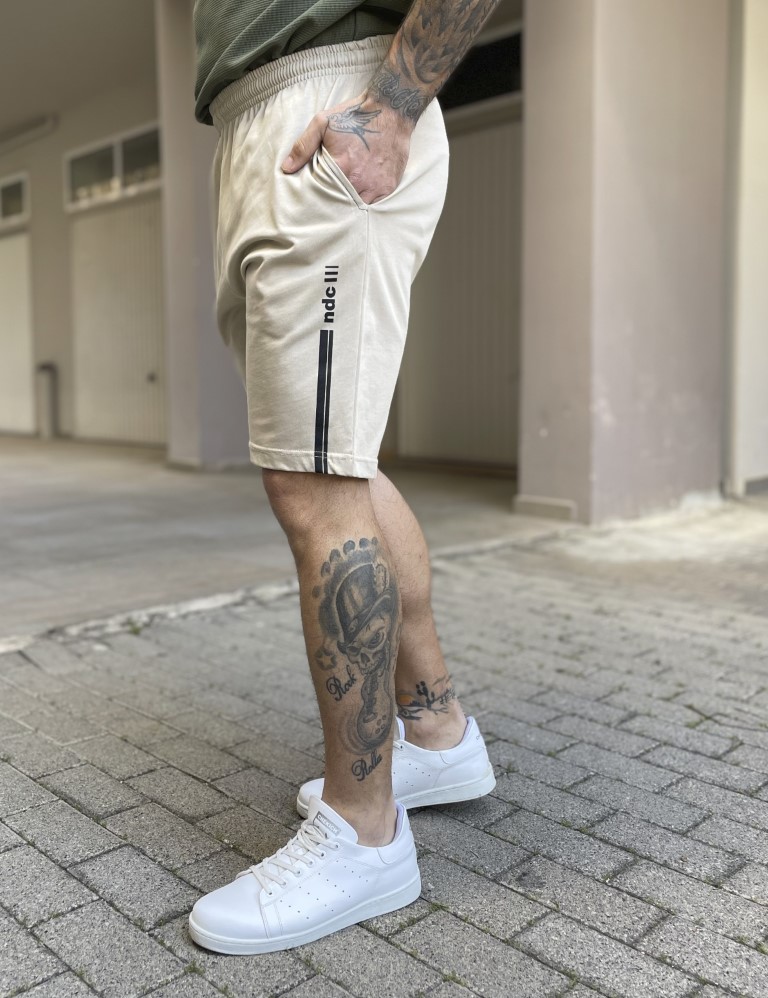 NDC Ανδρική μπεζ βαμβακερή βερμούδα με τύπωμα 222977B φωτογραφία